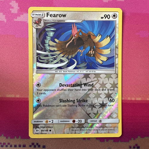Pokemon Card Fearow Sun & Moon Reverse Holo 98/149 Near Mint