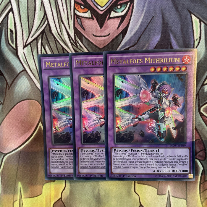 INOV-EN040 x3 Metalfoes Mithrilium Ultra Rare Excellent Condition Yugioh