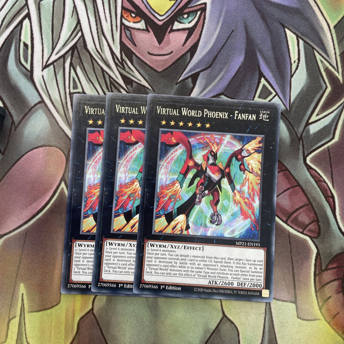 MP21-EN193 x3 Virtual World Phoenix - Fanfan Rare Excellent Conditon Yugioh