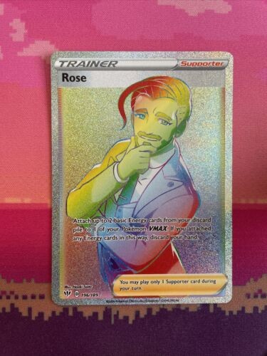 Pokemon Card Rose 196/189 Rainbow Rare Darkness Ablaze NM