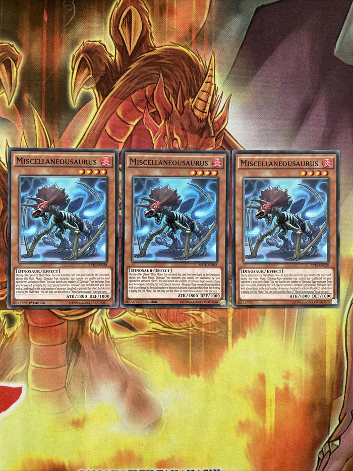 RATE-EN028 3 X - Miscellanousaurus - Common 1st Edition Yugioh