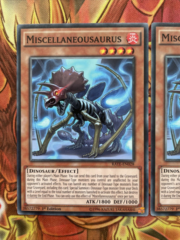 RATE-EN028 3 X - Miscellanousaurus - Common 1st Edition Yugioh (back)