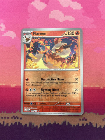 Pokemon Card Flareon Prismatic Evolutions Reverse Holo Rare 013/131 Near Mint