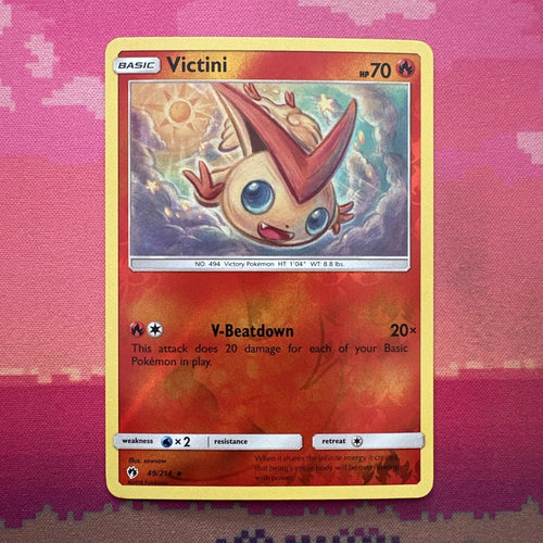 Pokemon Card Victini Lost Thunder Reverse Holo Rare 49/214 Near Mint