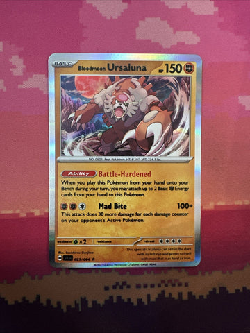 Pokemon Card Bloodmoon Ursaluna SMUDGED MISPRINT 025/064 Near Mint