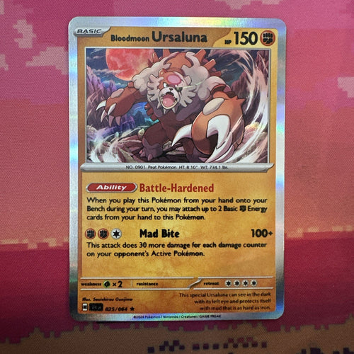 Pokemon Card Bloodmoon Ursaluna SMUDGED MISPRINT 025/064 Near Mint
