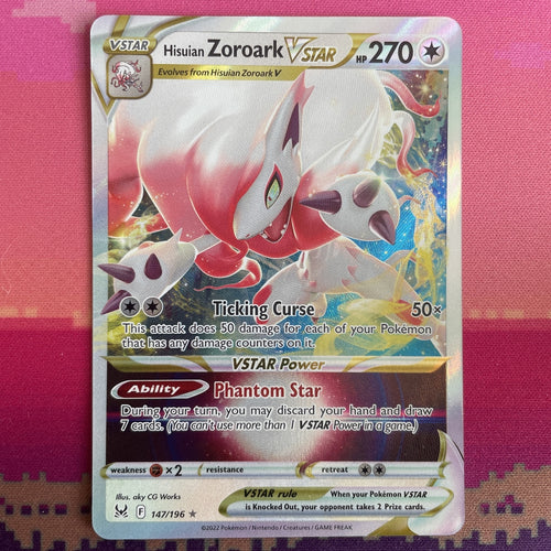 Pokemon Card Hisuan Zoroark VSTAR 147/196 Ultra Rare Lost Origin NM