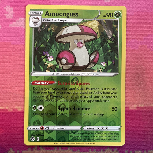 Pokemon Card Amoonguss Silver Tempest Reverse Holo Rare 012/195 Near Mint