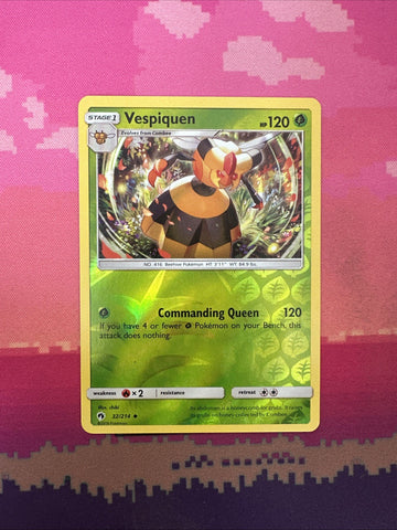 Pokemon Card Vespiquen Lost Thunder Reverse Holo 32/214 Near Mint