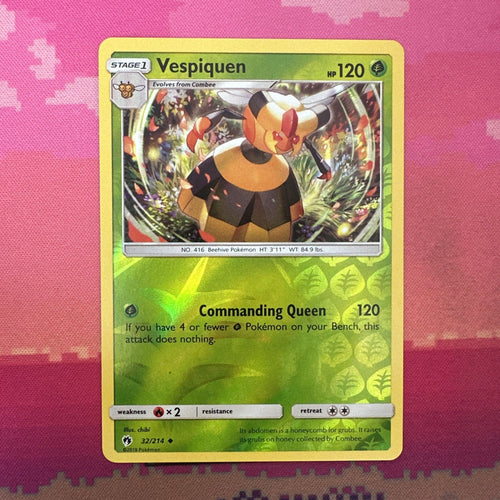 Pokemon Card Vespiquen Lost Thunder Reverse Holo 32/214 Near Mint