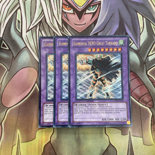 LC02-EN010 x3 Elemental HERO Great Tornado Ultra Excellent Condition Yugioh
