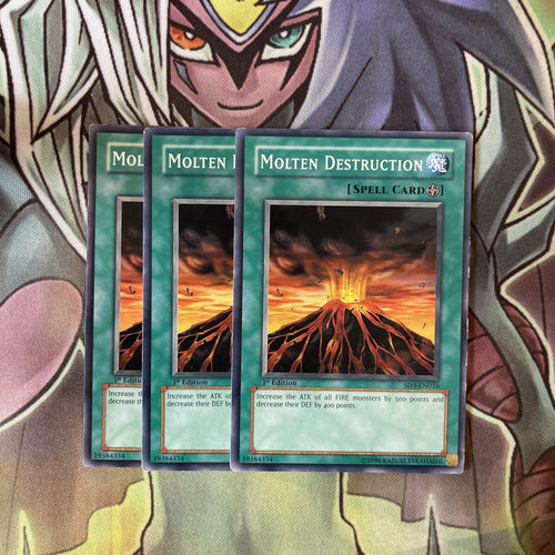 SD3-EN016 x3 Molten Destruction Common Excellent Condition Yugioh