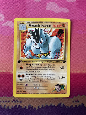 Pokemon Card Giovanni's Machoke Gym Challenge 1st Edition Uncommon 42/132 NM