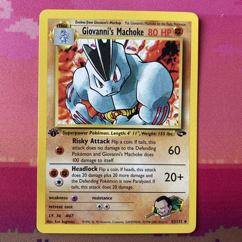 Pokemon Card Giovanni's Machoke Gym Challenge 1st Edition Uncommon 42/132 NM