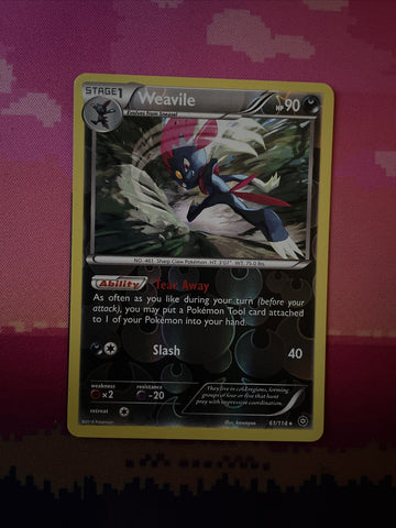 Pokemon Card Weavile Steam Siege Reverse Holo Rare 61/114 Near Mint