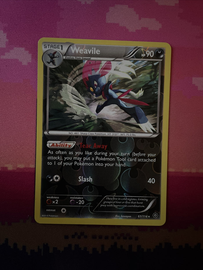 Pokemon Card Weavile Steam Siege Reverse Holo Rare 61/114 Near Mint