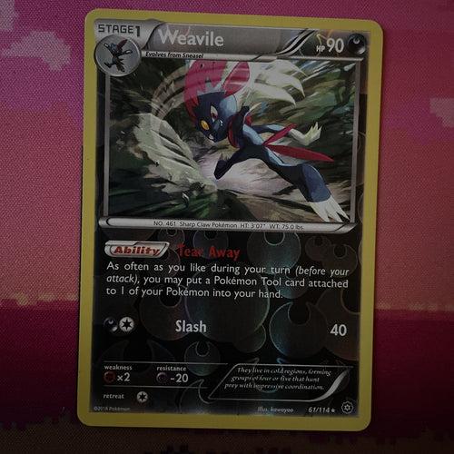 Pokemon Card Weavile Steam Siege Reverse Holo Rare 61/114 Near Mint