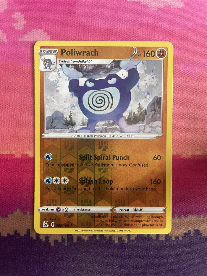 Pokemon Card Poliwrath Lost Origin Reverse Holo Rare 085/196 NM