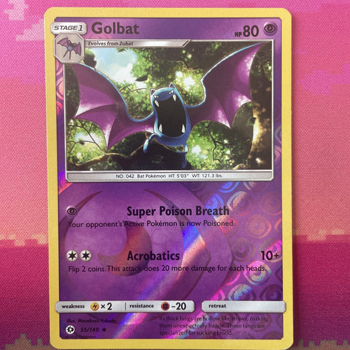 Pokemon Card Golbat Sun & Moon Reverse Holo Uncommon 55/149 NM