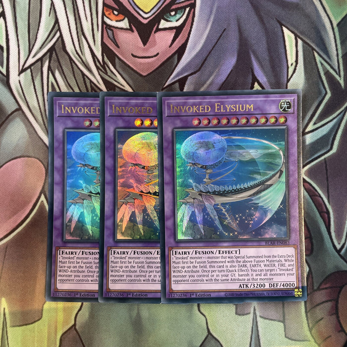 BLAR-EN083 x3 Invoked Elysium Ultra Rare Excellent Condition Yugioh