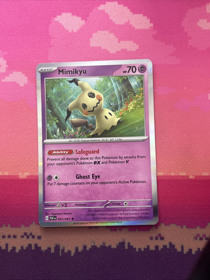 Pokemon Card Mimikyu Paldean Fates Holo Rare 037/091 Near Mint