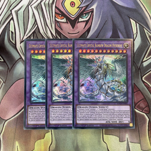 SDCB-EN042 x3 Ultimate Crystal Rainbow Dragon Overdue Ultra Exc Cond Yugioh