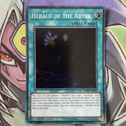 SOFU-EN063 Herald Of The Abyss Super Rare 1st Edition NM Yugioh Card
