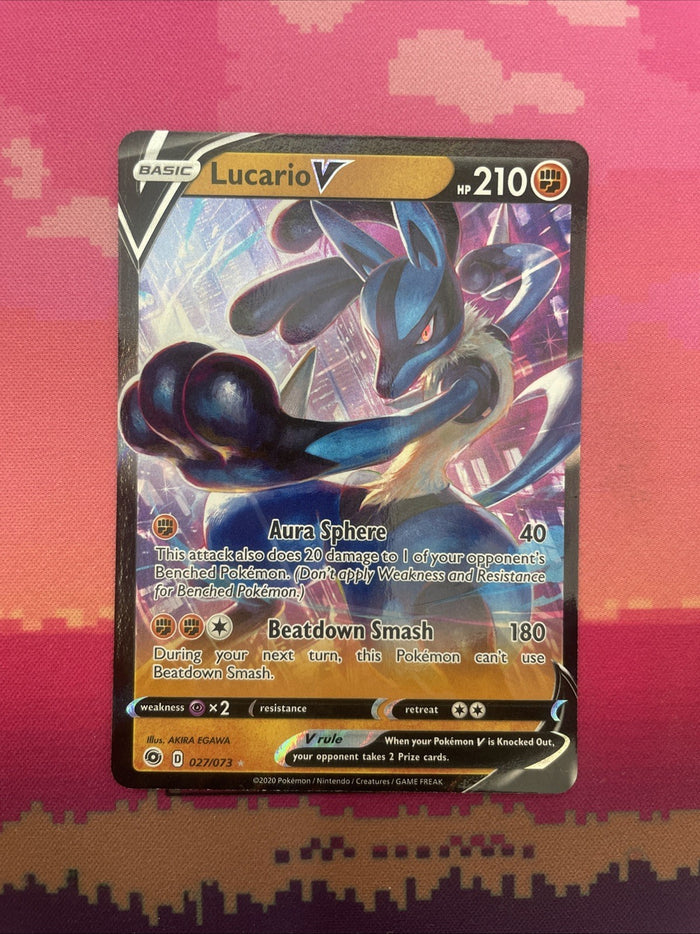 Pokemon Card Lucario V 027/073 Ultra Rare Champions Path Near Mint