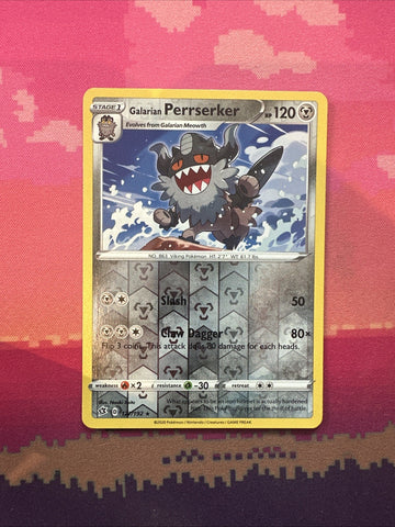 Pokemon Card Galarian Perrserker Rebel Clash Reverse Holo Rare 127/192 NM