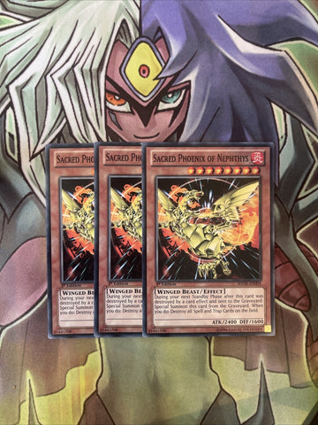 SDOK-EN004 x3 Sacred Phoenix of Nephthys Common Excellent Condition Yugioh