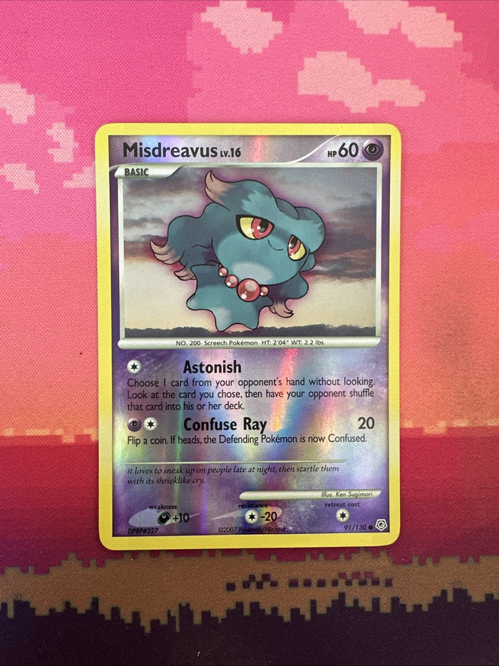 Pokemon Card Misdreavus Diamond & Pearl Reverse Holo 91/130 Near Mint