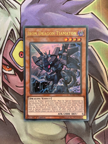 FLOD-EN032 Iron Dragon Tiamaton Ultra Rare 1st Edition NM Yugioh Card