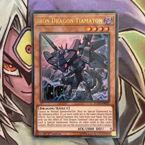 FLOD-EN032 Iron Dragon Tiamaton Ultra Rare 1st Edition NM Yugioh Card