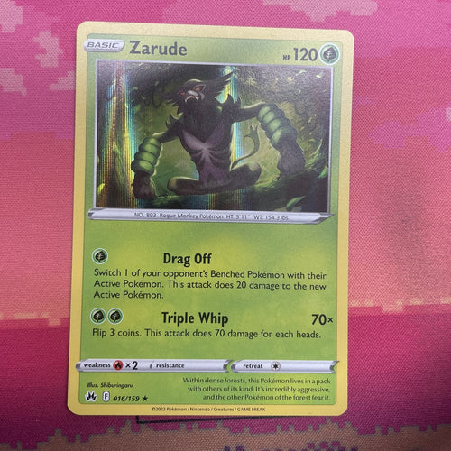 Pokemon Card Zarude Crown Zenith Holo Rare 016/159 Near Mint