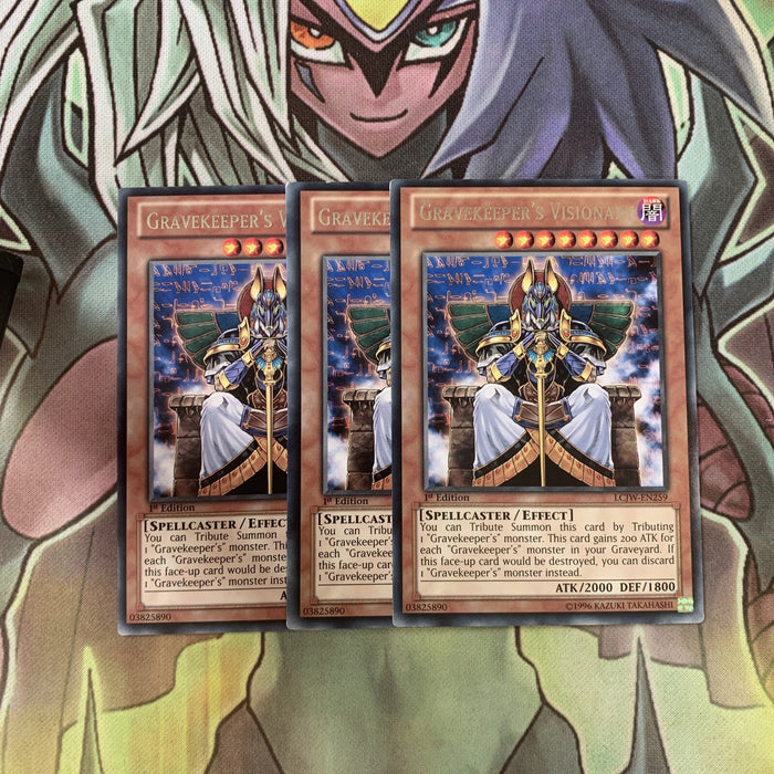 LCJW-EN259 x3 Gravekeeper's Visionary Rare Excellent Condition Yugioh