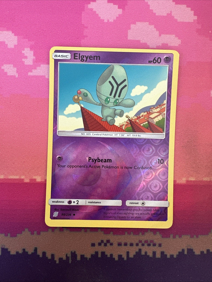 Pokemon Card Elgyem Unified Minds Reverse Holo 90/236 Near Mint