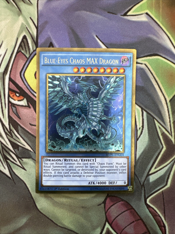 MVP1-ENG04 Blue-Eyes Chaos Max Dragon Gold Rare 1st Edition NM Yugioh Card
