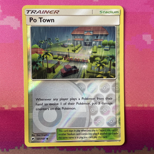 Pokemon Card Po Town Burning Shadows Reverse Holo 121/147 NM