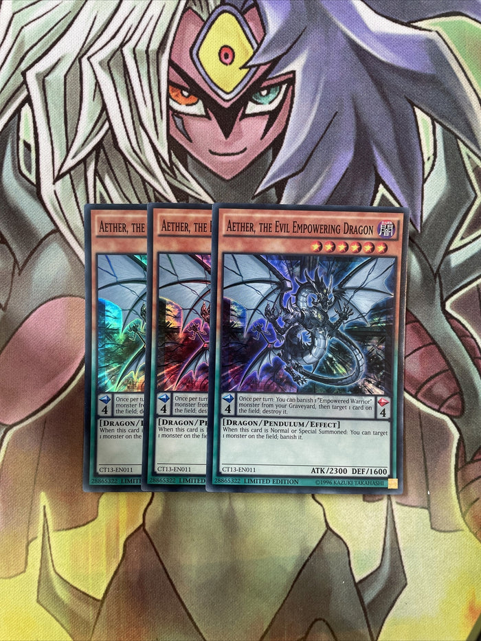 CT13-EN011 x3 Aether, the Evil Empowering Dragon Super Excellent Cond Yugioh