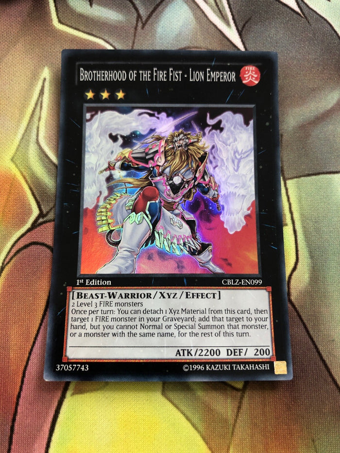 CBLZ-EN099 1x Super Rare Brotherhood Of The Fire Fist - Lion Emperor 1st Yugioh