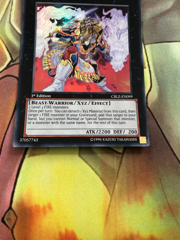 CBLZ-EN099 1x Super Rare Brotherhood Of The Fire Fist - Lion Emperor 1st Yugioh (back)