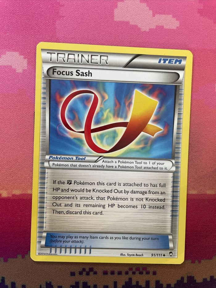 Pokemon Card Focus Sash Furious Fists Uncommon 91/111 Near Mint