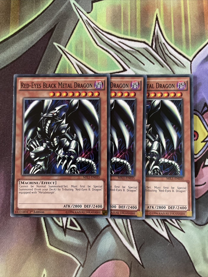 MIL1-EN035 x3 Yugioh Red-Eyes Black Metal Dragon Playset