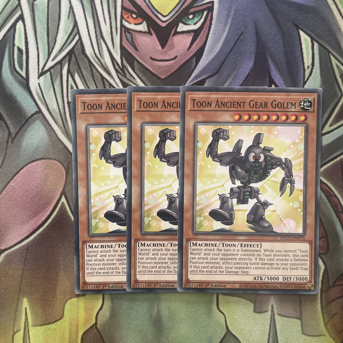 DLCS-EN073 x3 Toon Ancient Gear Golem Common Excellent Condition Yugioh