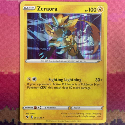 Pokemon Card Zeraora Vivid Voltage Holo Rare 061/185 Near Mint