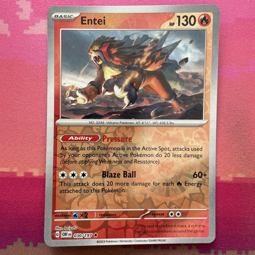 Pokemon Card Entei Obsidian Flames Reverse Holo 030/197 Near Mint