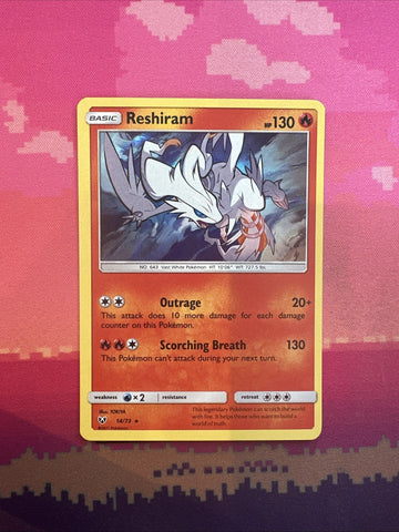 Pokemon Card Reshiram Shining Legends Holo Rare 14/73 NM