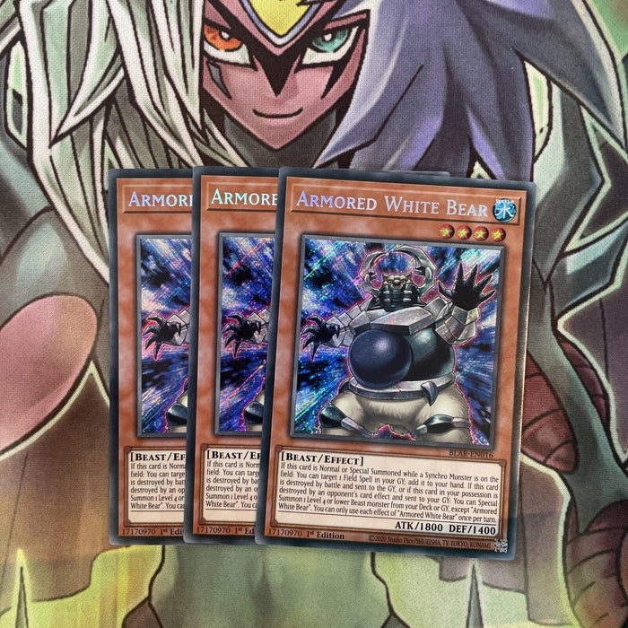 BLAR-EN016 x3 Armored White Bear Secret Rare Excellent Condition Yugioh