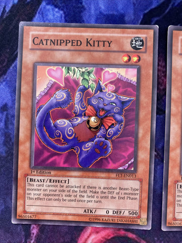 FET-EN013 x3 Catnipped Kitty- Common - unl Edition Yugioh (back)