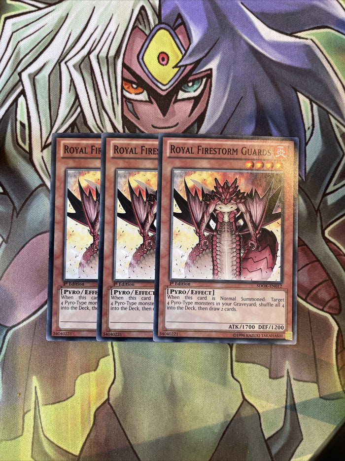 SDOK-EN012 x3 Royal Firestorm Guards Common Excellent Condition Yugioh